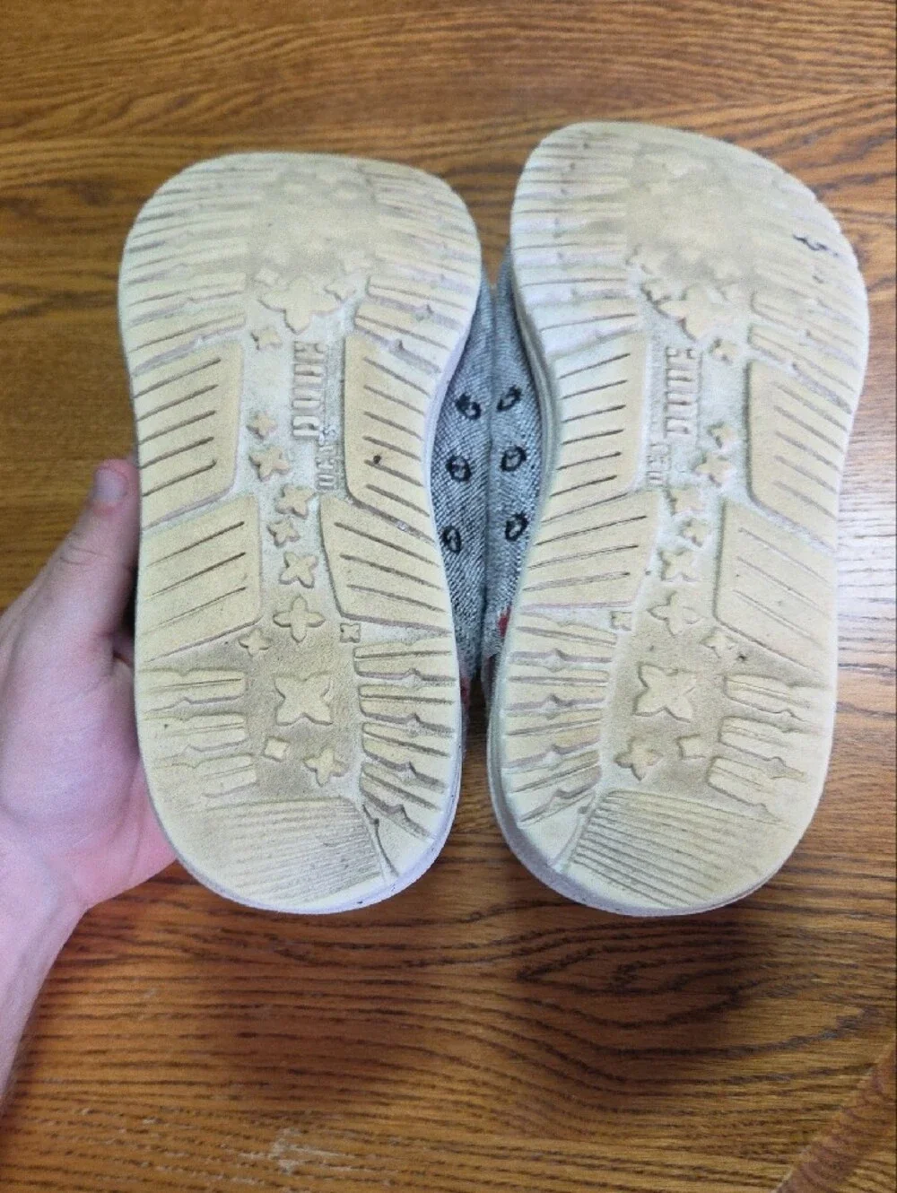 Hey Dude Kids Light Grey Slip-On Sneakers with Patterned Collar